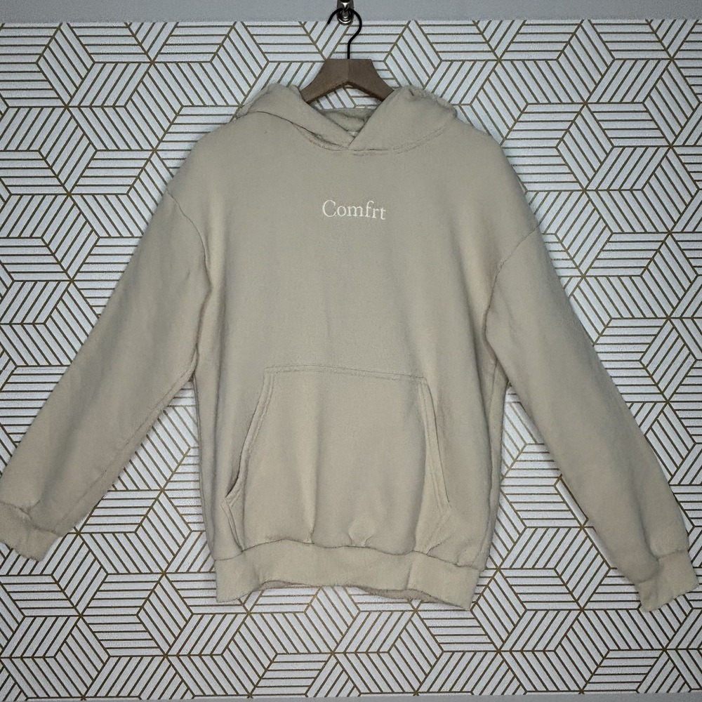 Comfrt Signature Fit Hoodie Medium Tan Unisex Oversized Heavyweight Fleece Cozy